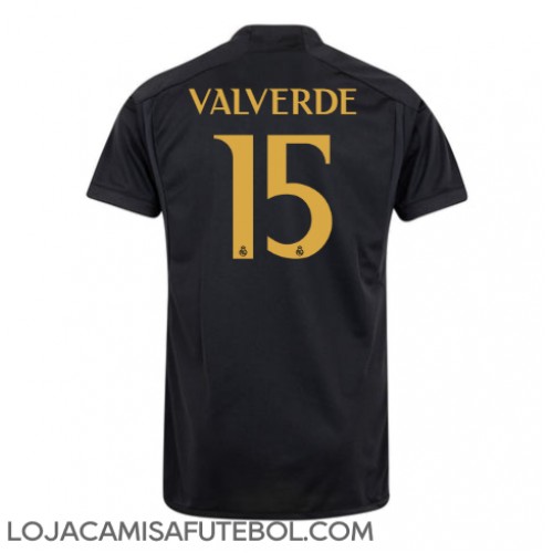 Camisa de Futebol Real Madrid Federico Valverde #15 Equipamento Alternativo 2023-24 Manga Curta